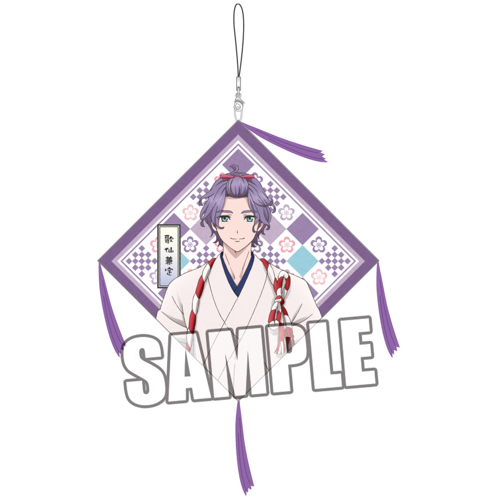 Touken Ranbu Hanamaru Zabuton Strap Part 2 Kasen Kanesada 刀剣乱舞 花丸 座布団ストラップpart 2 歌仙兼定 Anime Goods Key Holders Straps