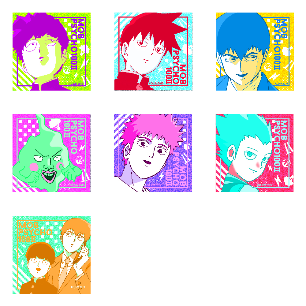 Mob Psycho 100 Ii Trading Glitter Square Can Badge Set Of 7 Pieces モブサイコ100 Ii トレーディンググリッタースクエア缶バッジ Anime Goods Badges Candy Toys Trading Figures