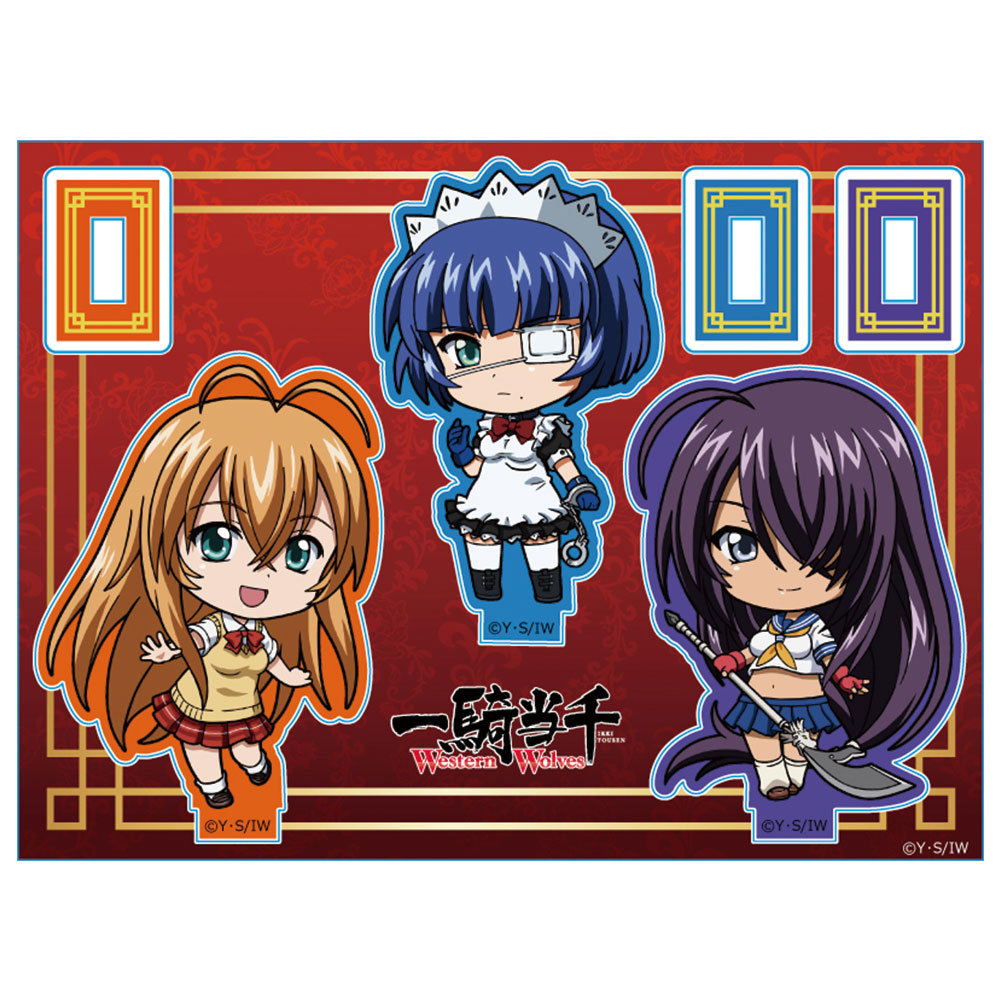 Ikki Tousen Western Wolves Acrylic Chara Stand Sonsaku Hakufu Ryomou Shimei Kanu Uncho 一騎当千 Western Wolves アクリルキャラスタンド 孫策伯符 呂蒙子明 関羽雲長 Anime Goods Illustrations