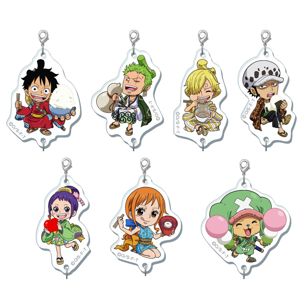 One Piece Wa No Syoku Tsunagaru Acrylic Charm Set Of 7 Pieces ワンピース 和ノ食つながるアクリルチャーム Anime Goods Candy Toys Trading Figures Key Holders Straps