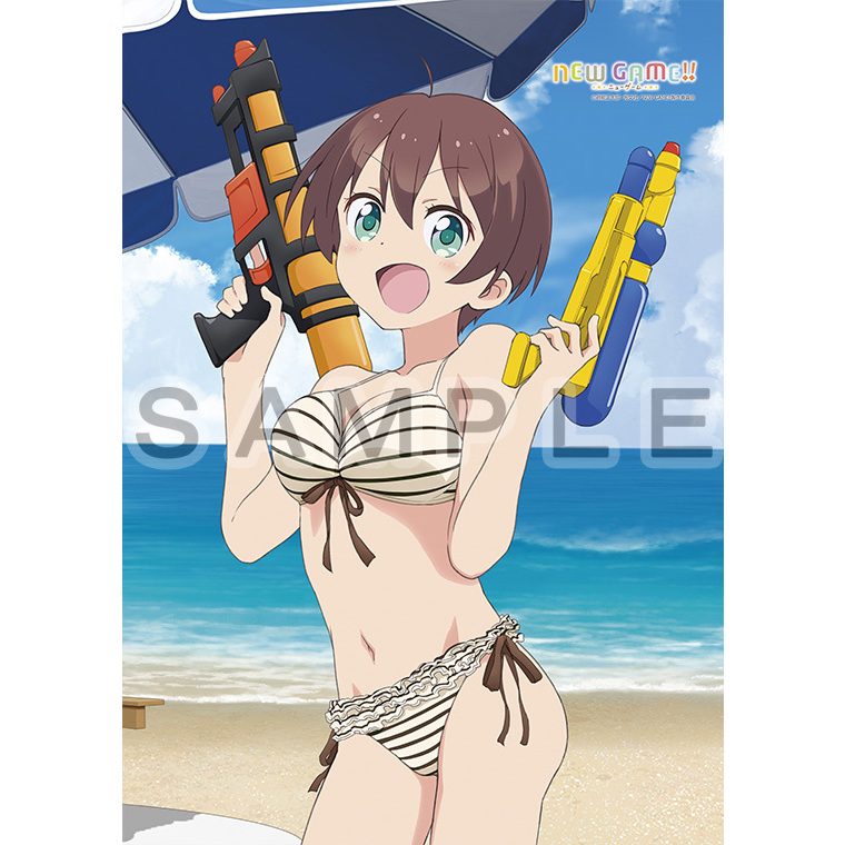 New Game Original Illustration B2 Tapestry Shinoda Hazime Swimwear New Game 描き下ろしb2タペストリー 篠田はじめ 水着 Anime Goods Illustrations