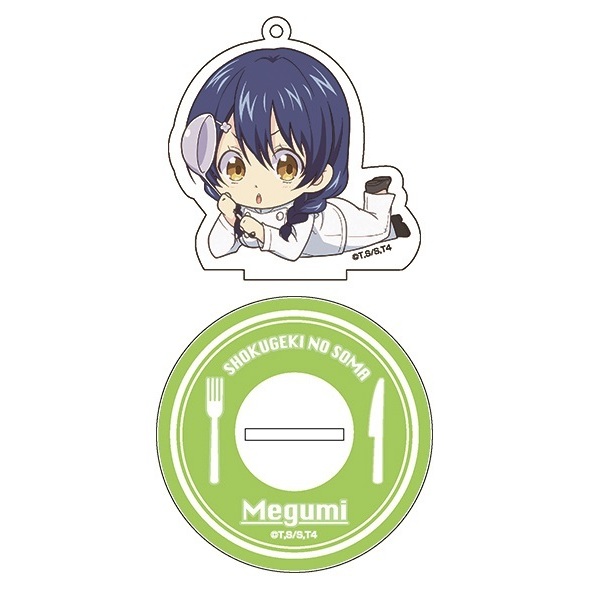 Shokugeki No Soma Shin No Sara Gororin Acrylic Key Chain 3 Tadokoro Megumi Set Of 2 Pieces 食戟のソーマ 神ノ皿 ごろりんアクリルキーホルダー 3 田所恵 Anime Goods Key Holders Straps