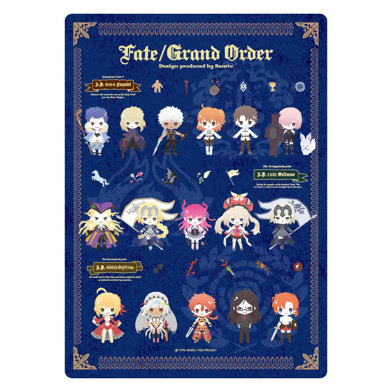 Fate Grand Order Design Produced By Sanrio Sheet Blue Set Of 10 Pieces Fate Grand Order Design Produced By Sanrio 下敷き ブルー Anime Goods Stationery Stationary