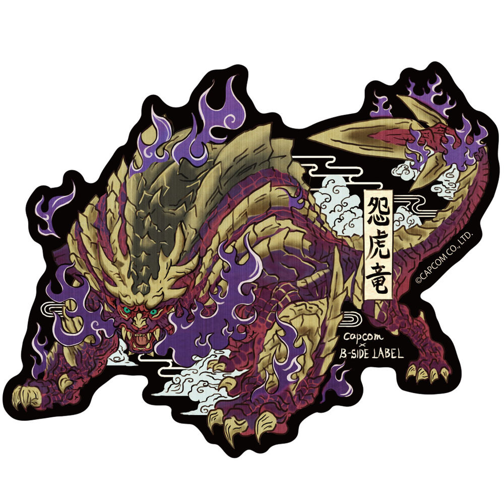 Capcom X B Side Label Sticker Monster Hunter Magnamalo Japanese Style Capcom B Side Label ステッカー モンスターハンター マガイマガド和風 Anime Goods Stationery Stationary