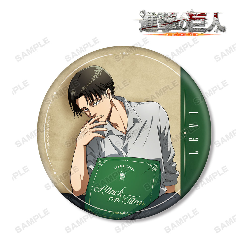 Attack On Titan Original Illustration Relax Ver Big Can Badge Levi 進撃の巨人 描き下ろしイラスト リラックスver Big缶バッジ リヴァイ Anime Goods Badges