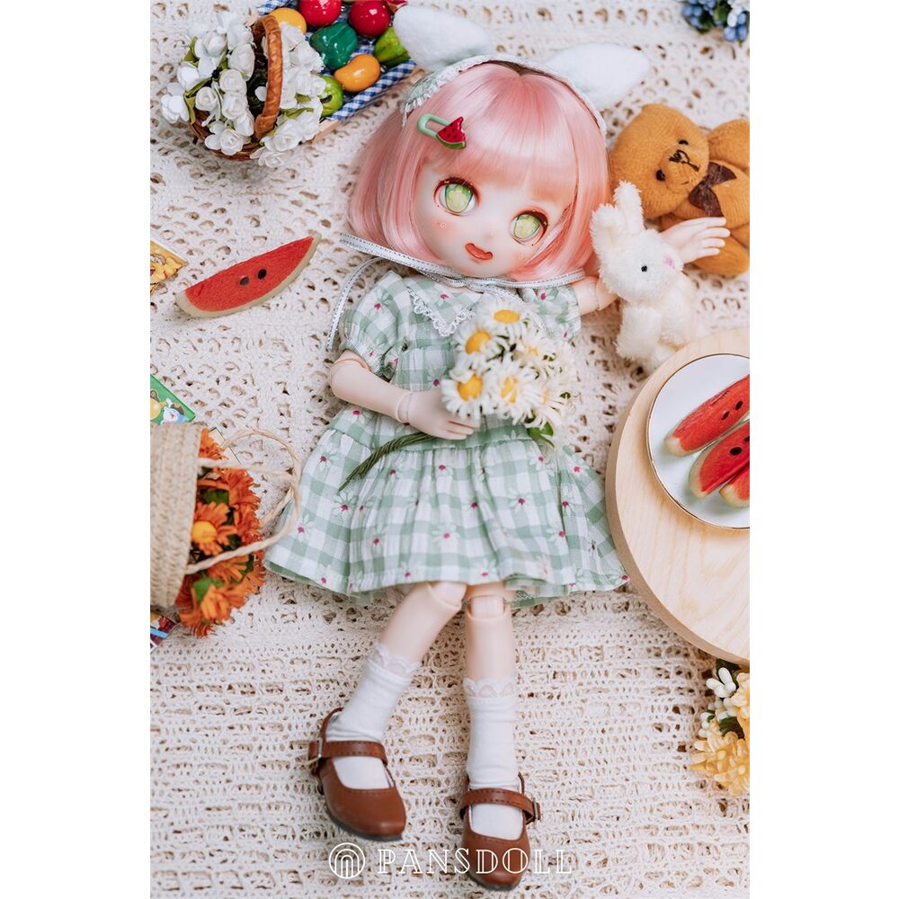 Pansdoll Candy House Series Paris Green Plaid Dress 1/6 Scale Doll