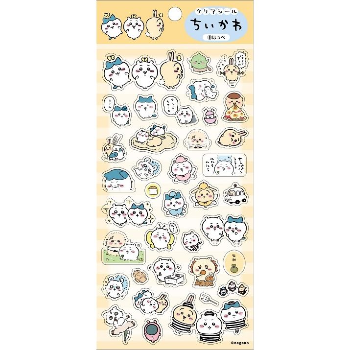 Chiikawa Clear Sticker 6 Hoppe Set Of 12 Pieces ちいかわ クリアシール 6 ほっぺ Anime Goods Stationery Stationary