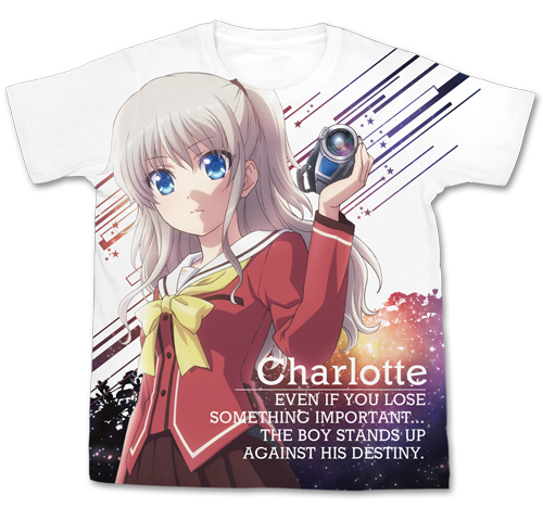 Charlotte Tomori Nao Full Graphic T Shirt Charlotte 友利奈緒ﾌﾙｸﾞﾗﾌｨｯｸtｼｬﾂ ﾎﾜｲﾄ L Cospa T Shirt Sweat