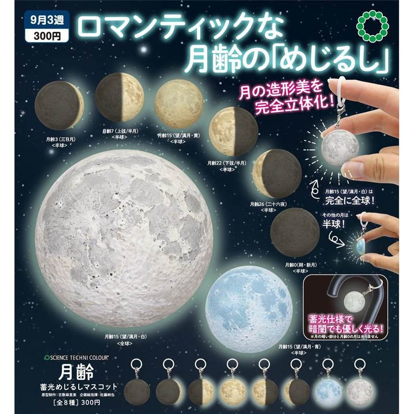 Science Technicolor Moon Phase Luminous Sign Mascot (SET OF 8 PIECES)