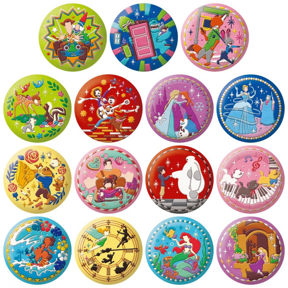 Disney Characters Embroidered Can Badge Biscuit 2   (SET OF 12 PIECES)