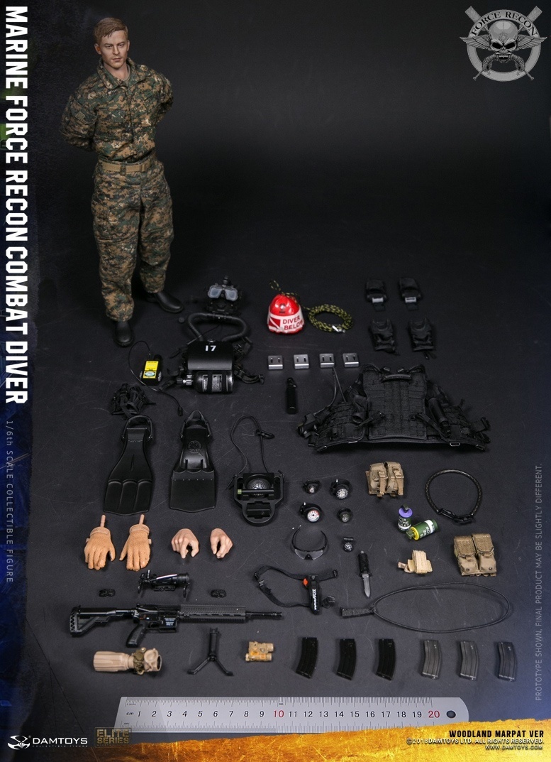 DAMTOYS 1/6 Marine Force Recon Combat Diver Woodland Marpat Ver