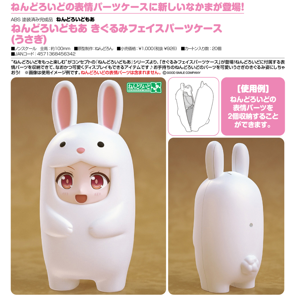 Nendoroid More Kigurumi Face Parts Case Rabbit Set Of 2 Pieces ねんどろいどもあ きぐるみフェイスパーツケース うさぎ Figures Statue Figures Nendoroid Kuji Figures