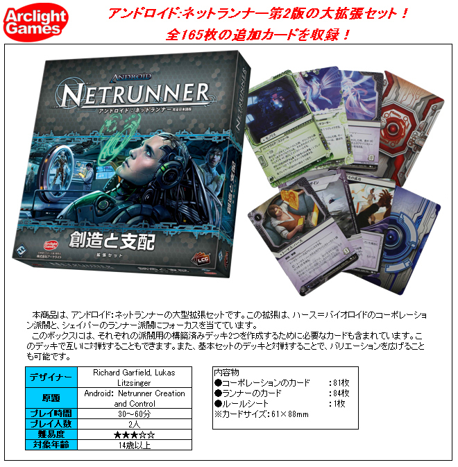 Android Netrunner Second Edition Expansion Creation And Control Japanese Ver アンドロイド ネットランナー第2版拡張 創造と支配 完全日本語版 Anime Goods Others