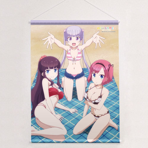 New Game B2 Tapestry Suzukaze Aoba Takimoto Hifumi Mochizuki Momiji New Game B2タペストリー 涼風青葉 滝本ひふみ 望月紅葉 Anime Goods Illustrations