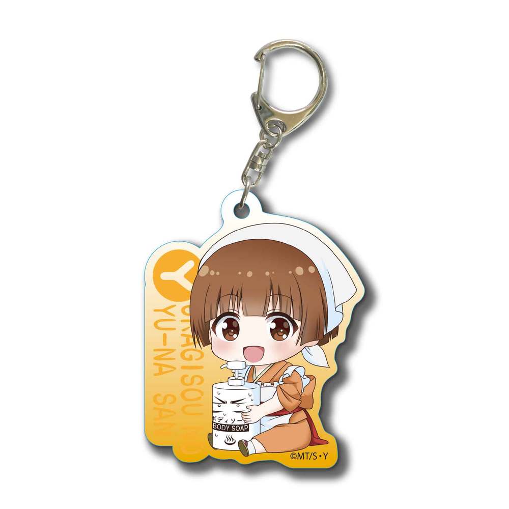 Yuuna And The Haunted Hot Springs Gyugyutto Acrylic Key Chain Nakai Chitose Set Of 3 Pieces ゆらぎ荘の幽奈さん ぎゅぎゅっとアクリルキーホルダー 仲居ちとせ Anime Goods Key Holders Straps